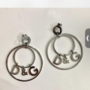 D&G Silver Double Hoop Earrings